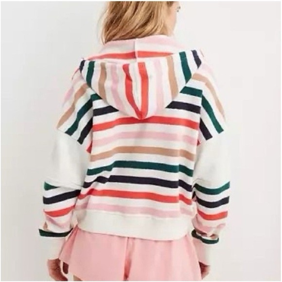 Aerie Restart 1/4 Quarter Zip Hoodie XL Oversized Cropped Terry Cloth Colorful - Picture 2 of 7